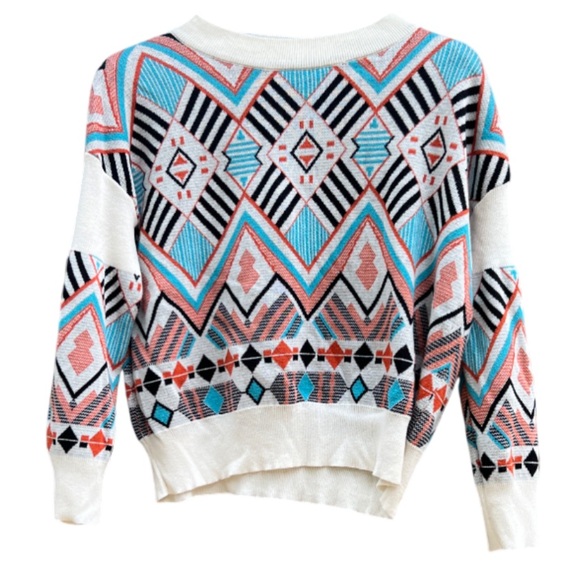 Geometric Southwestern Patterned Sweater Multicolor size XL Knit - Picture 2 of 9